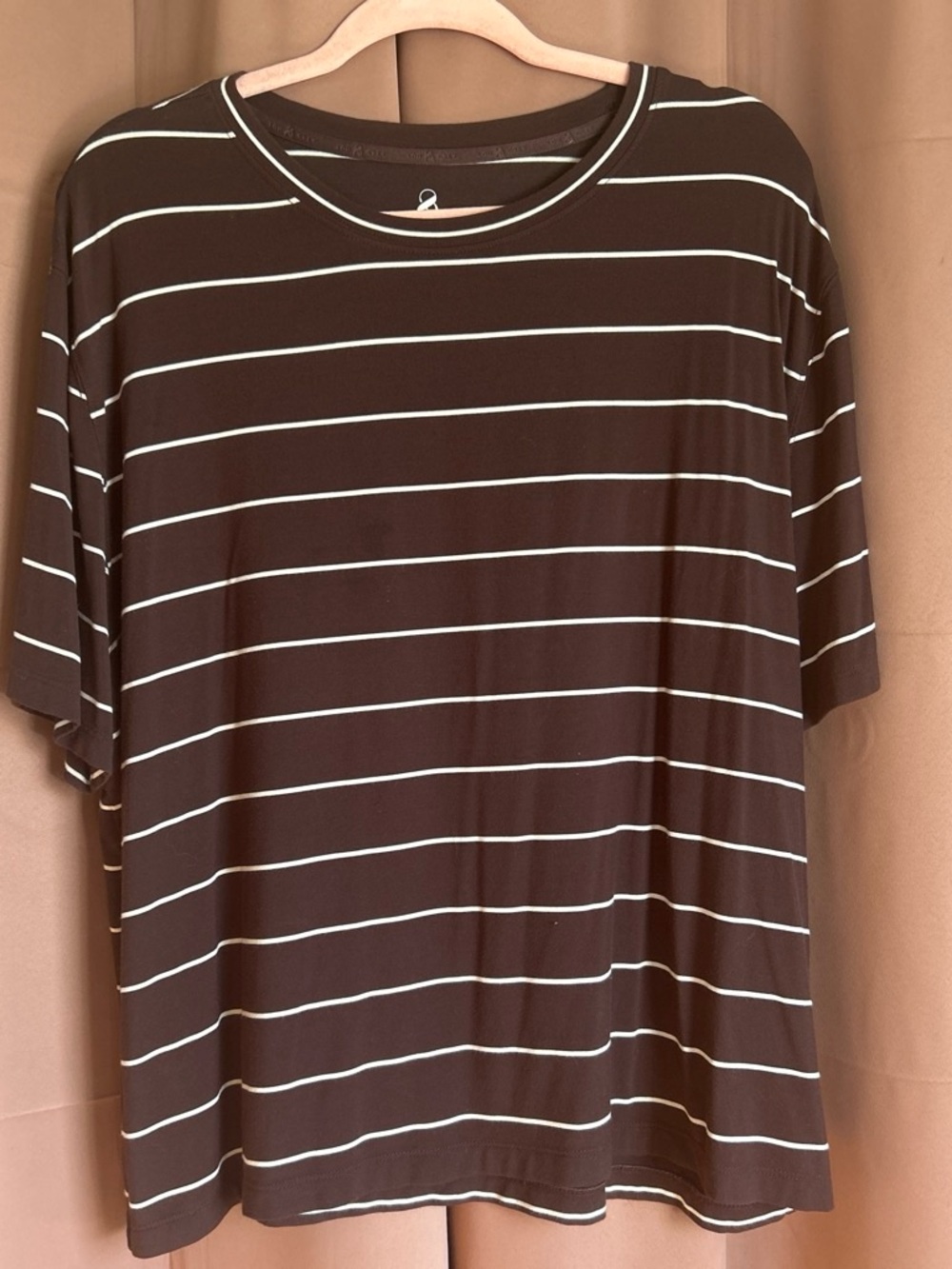 Brown Stripe Short-Sleeve Crewneck Shirt